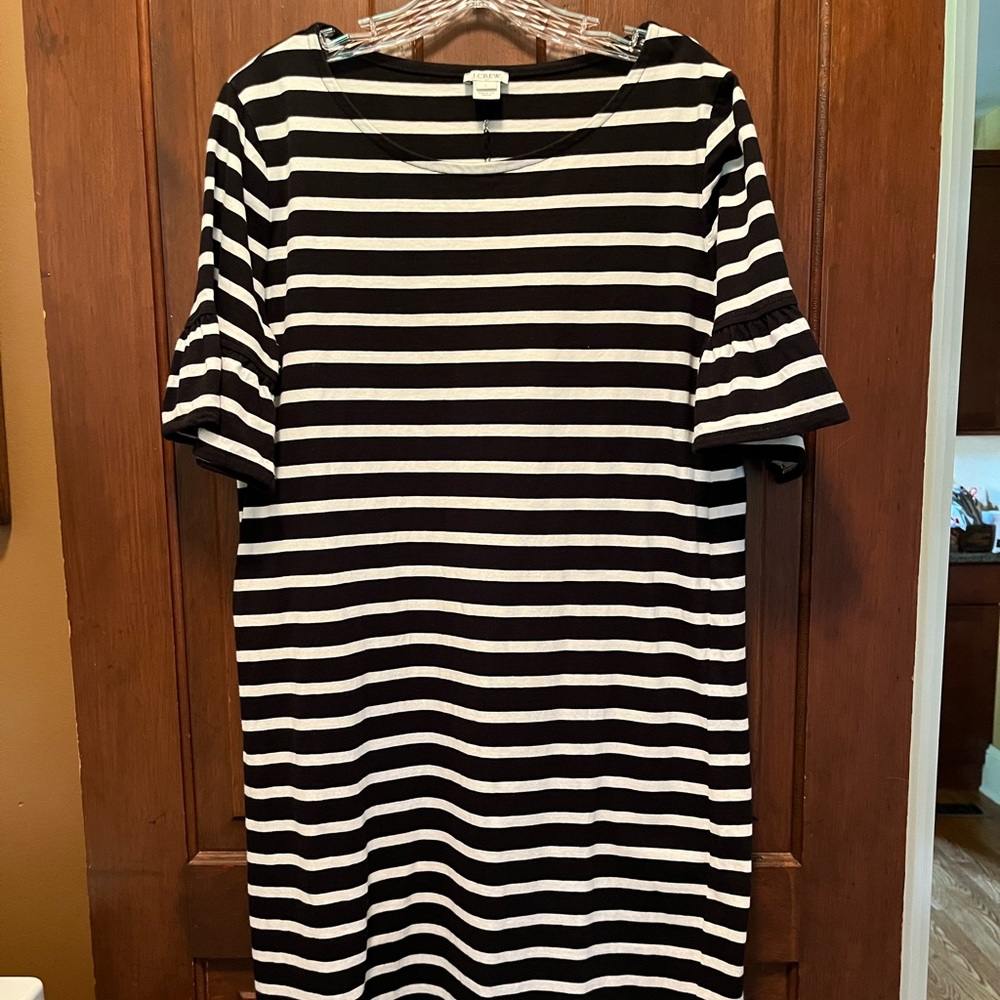 J.Crew size L black and white striped dress